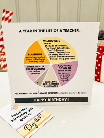 The Teacher Birthday Card & Gift Tag