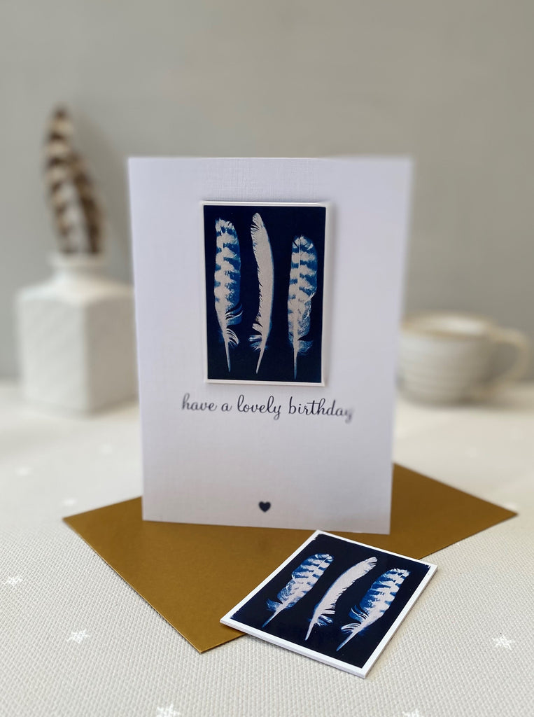 Cyanotype Feather Card