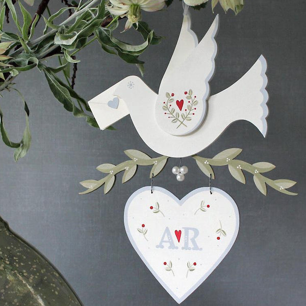 Hand Painted Personalised Dove with Mini Letter
