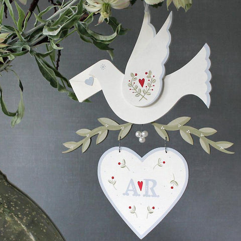 Hand Painted Personalised Dove with Mini Letter
