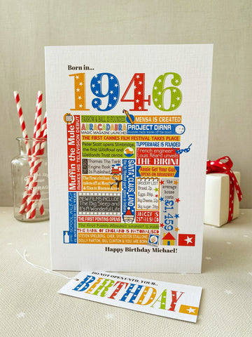 1946 (80th) Personalised Birthday Card with Matching Gift Tag (Copy)