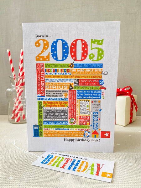 2005 (21st) Personalised Birthday Card with Matching Gift Tag