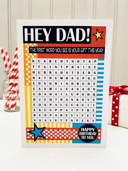 Hey Dad! Wordsearch Birthday Card