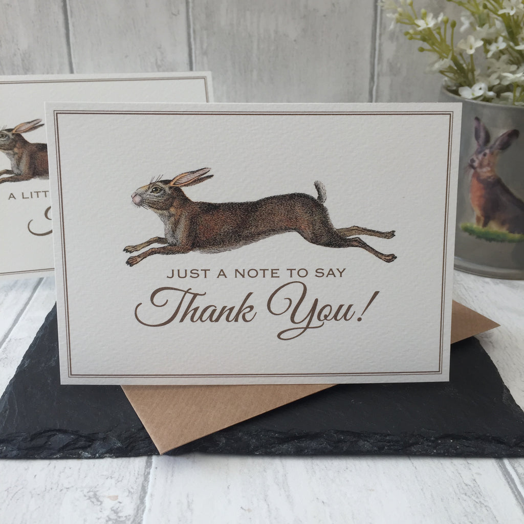 Set of 6 'Thank You' Hare Notecards