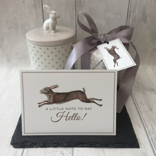 Set of 6 'Hello' Hare Notecards