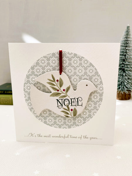 Noel Dove Wooden Decoration Card