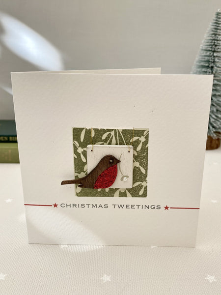 Christmas Tweetings Wooden Decoration Card