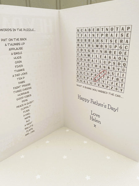 Hey Dad! Wordsearch Father's Day Card