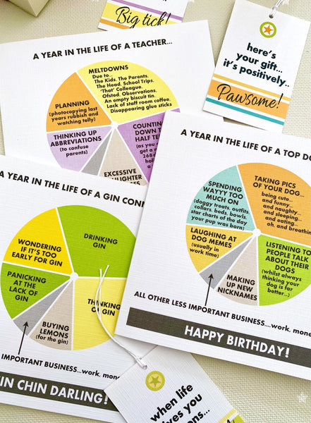 6 Pie Chart Cards for £12