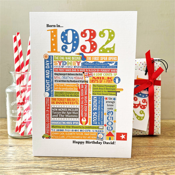 Year of Birth Personalised Birthday Card- Choose your year