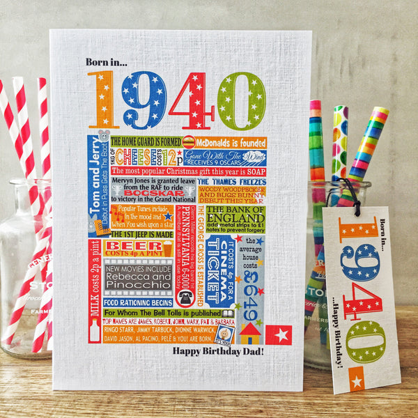 Year of Birth Personalised Birthday Card- Choose your year