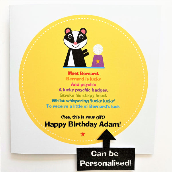 Bernard The Psychic Badger Birthday Card
