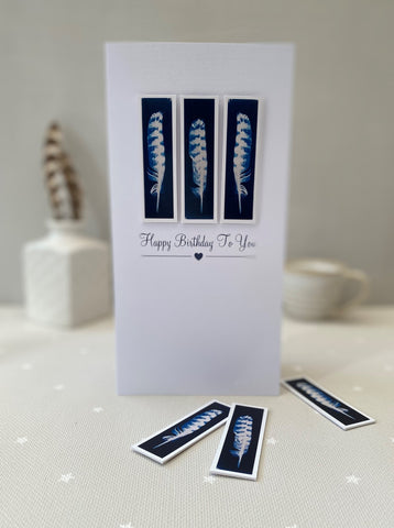 Cyanotype Feather Trio Card