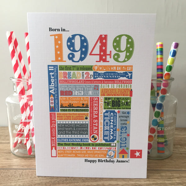 Year of Birth Personalised Birthday Card- Choose your year