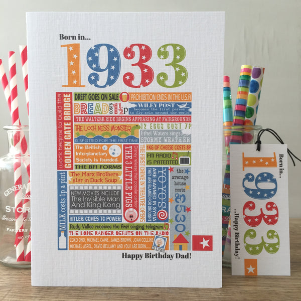 Year of Birth Personalised Birthday Card- Choose your year