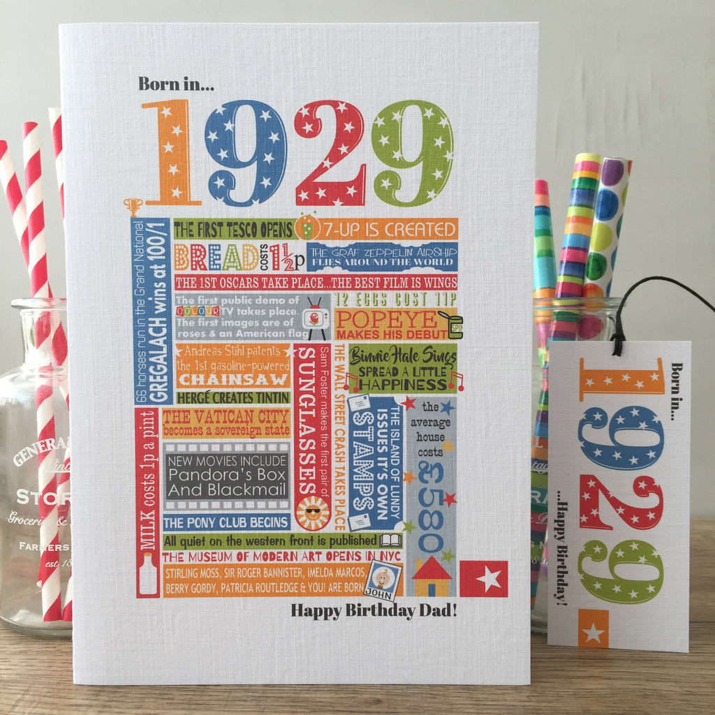 Year of Birth Personalised Birthday Card- Choose your year