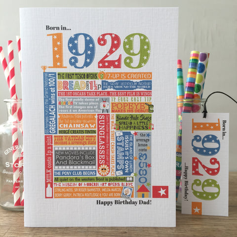 Year of Birth Personalised Birthday Card- Choose your year