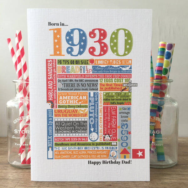 Year of Birth Personalised Birthday Card- Choose your year