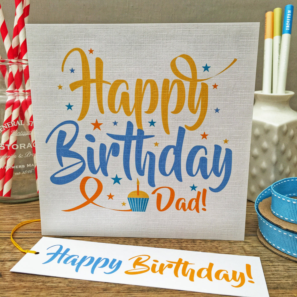 Happy Birthday! Personalised Card & Gift Tag. Blue