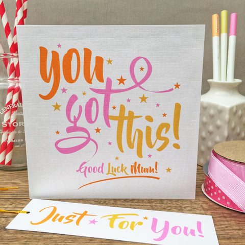 You Got This! Personalised Card & Gift Tag. Pink