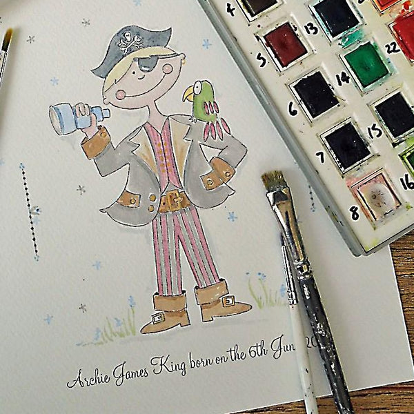 Swashbuckling Pirate Personalised Watercolour
