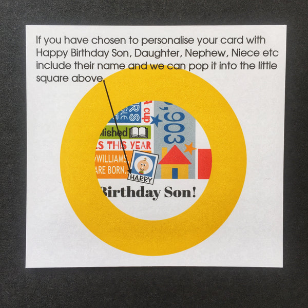 1994 (30th) Personalised Birthday Card with Matching Gift Tag