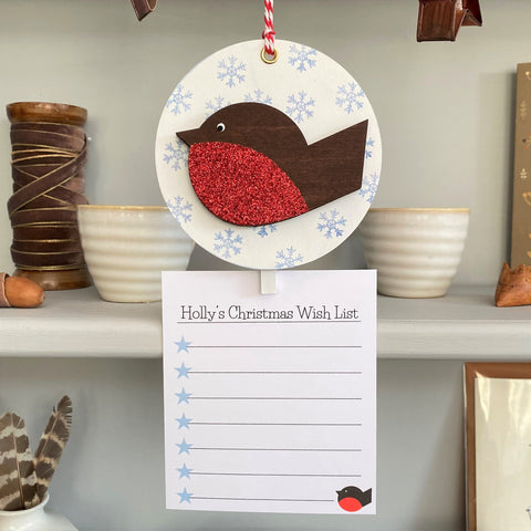 Personalised Christmas Wish List Robin.