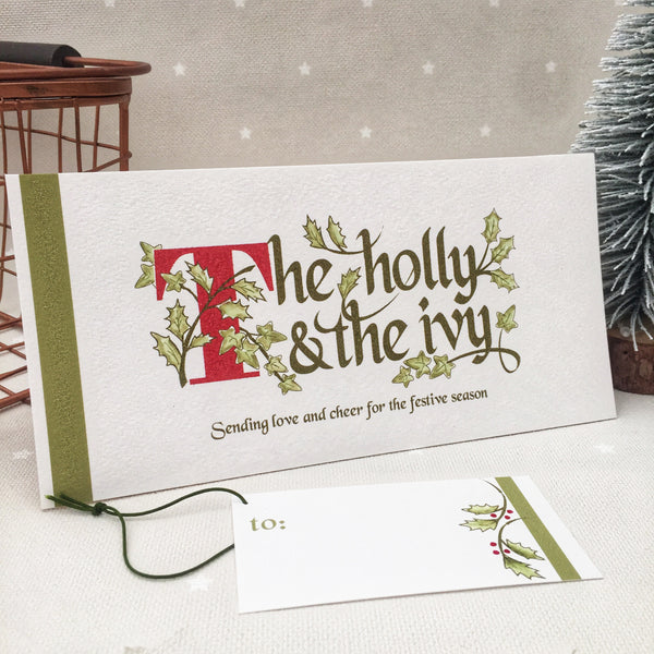 The Holly and the Ivy Christmas Card with matching tag
