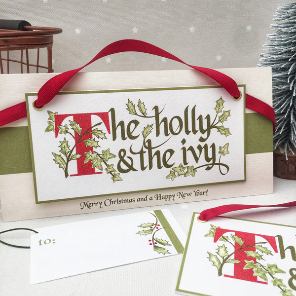 The Holly and the Ivy Christmas Banner Card with Matching Gift Tag