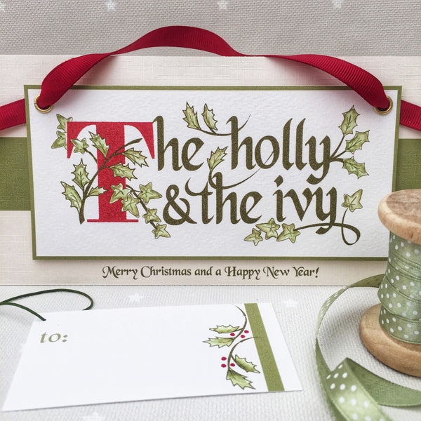 The Holly and the Ivy Christmas Banner Card with Matching Gift Tag